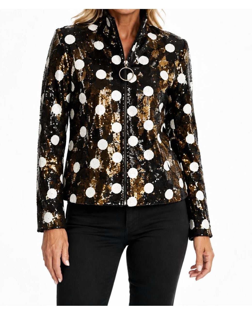 Berek Black Sequin Reversible Polka Dot Jacket