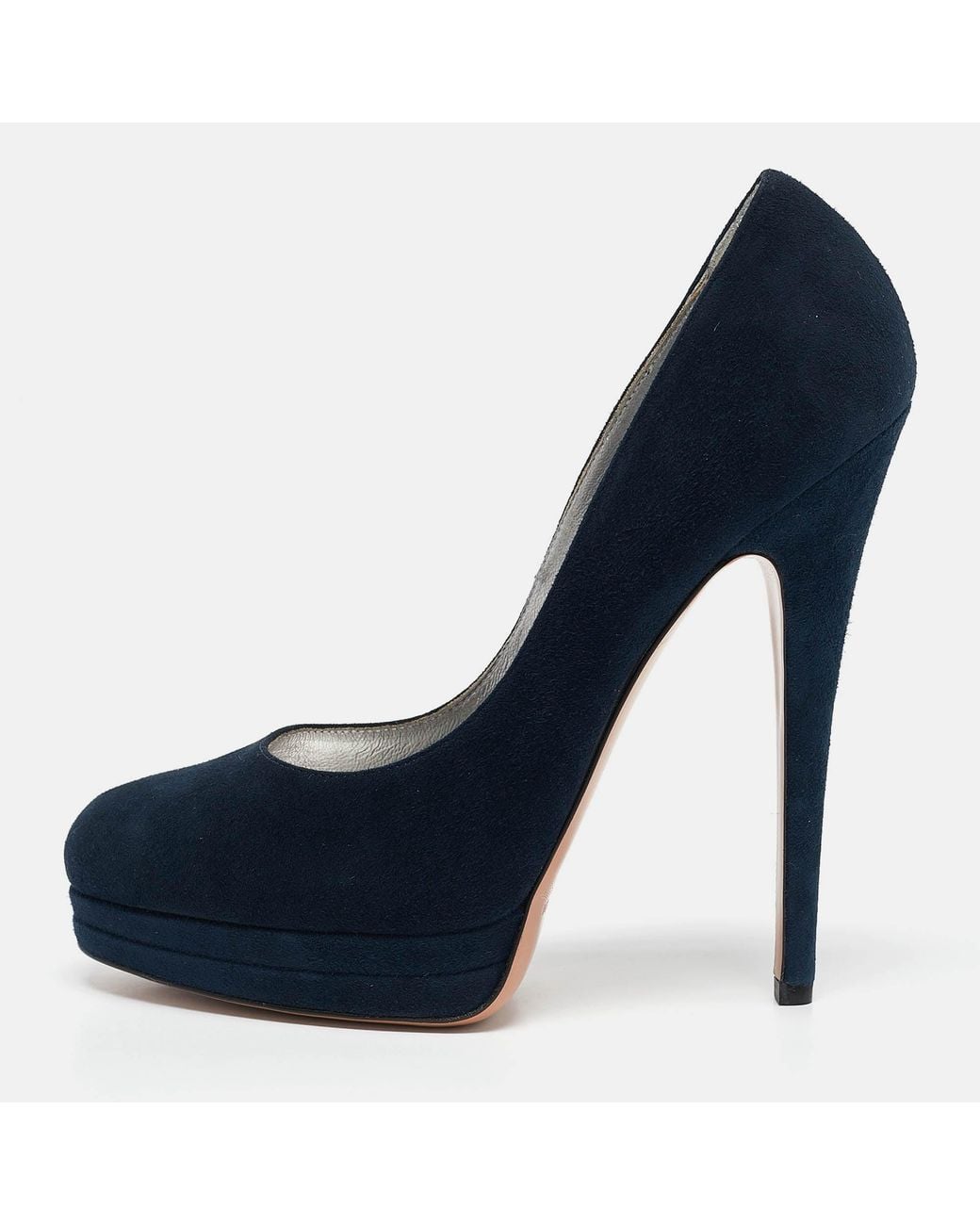 Casadei Blue Suede Platform Pumps