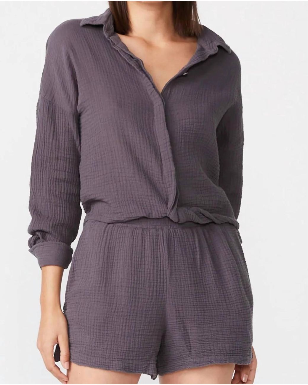 Monrow Purple Relaxed Blouse