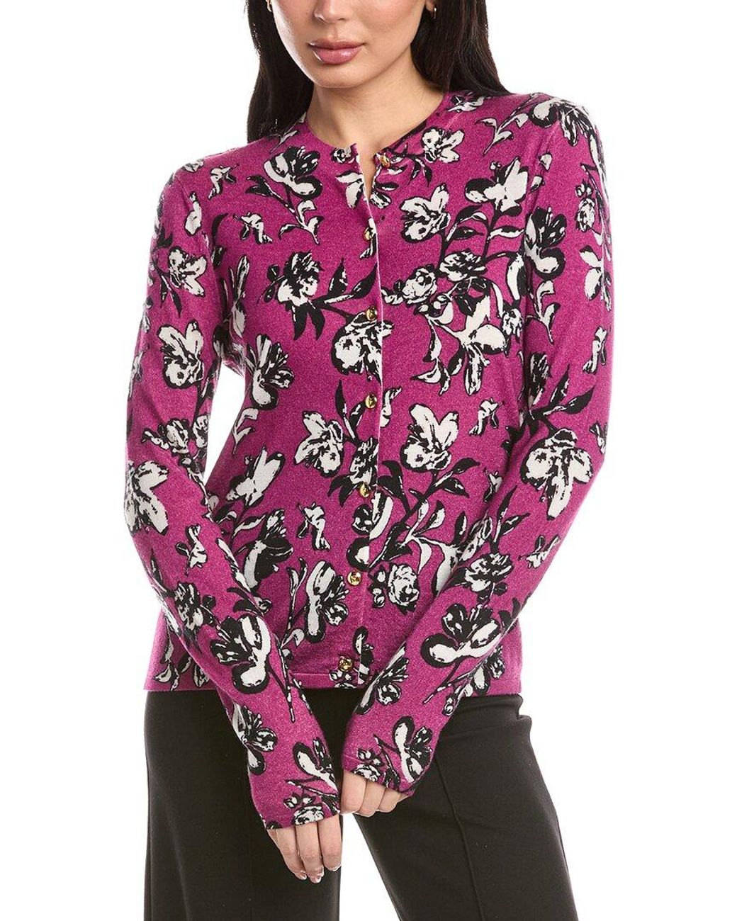 St. John Pink Wool Cardigan
