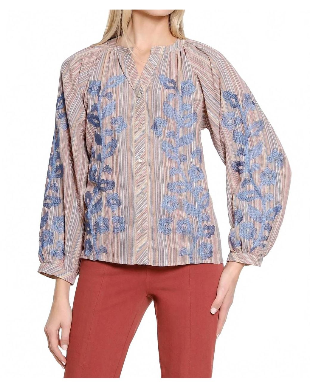 Tru Luxe Red Split Neck Button Front Top