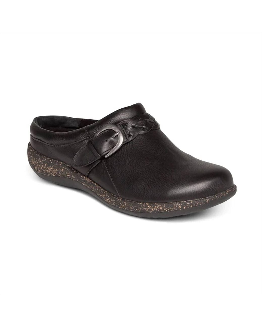 Aetrex Black Libby Braided Clog