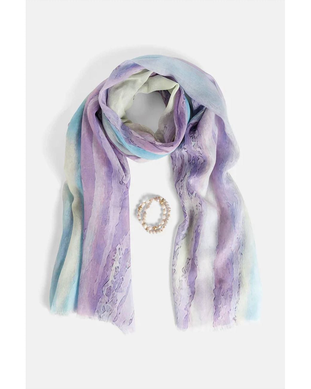 Coco + Carmen White Scarf And Bracelet Set