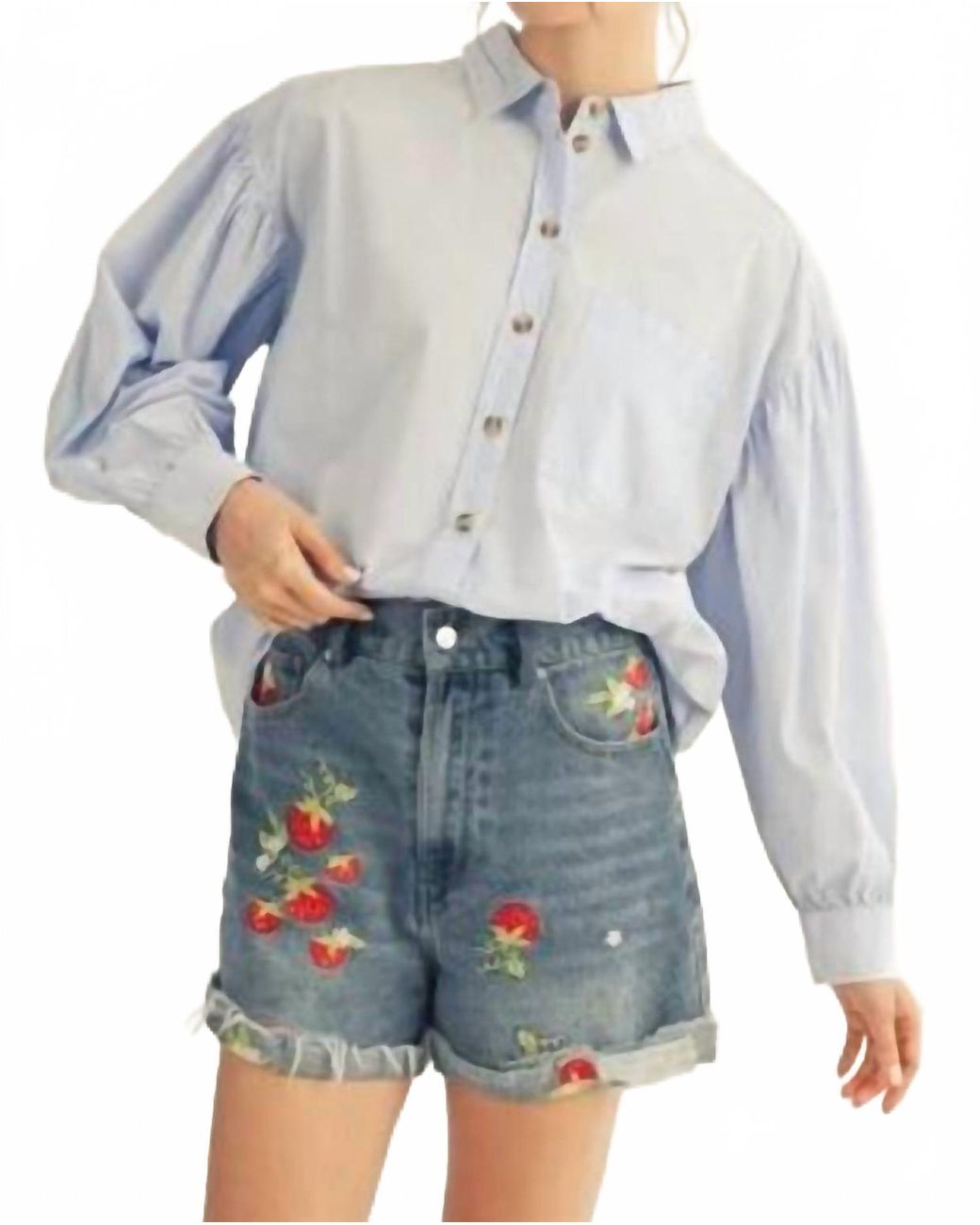 Jodifil Blue Button Down Lightweight Casual Shirt