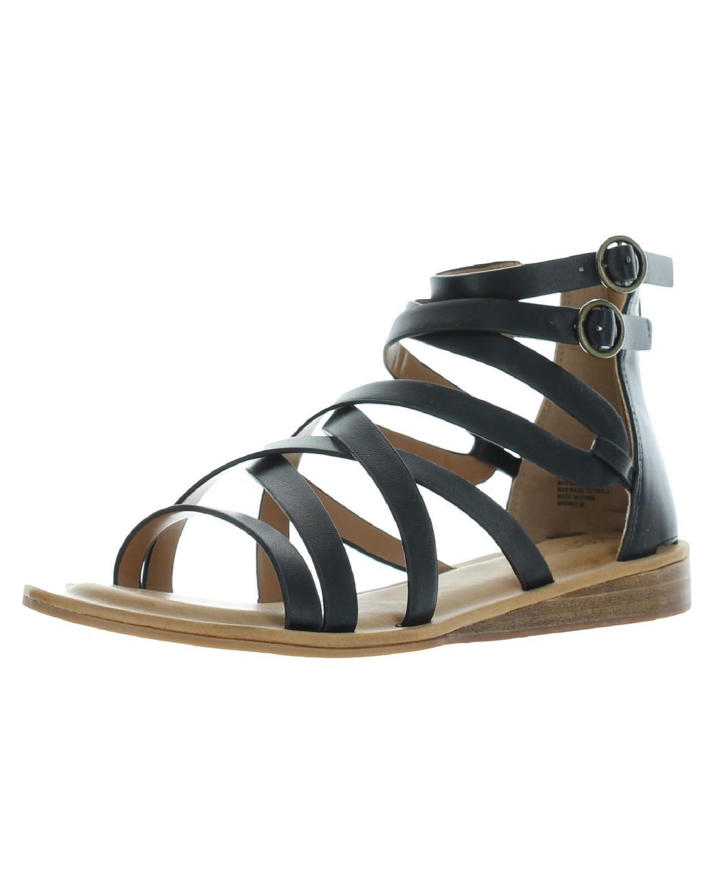 Kensie Landyn Faux Leather Strappy Gladiator Sandals in Black | Lyst