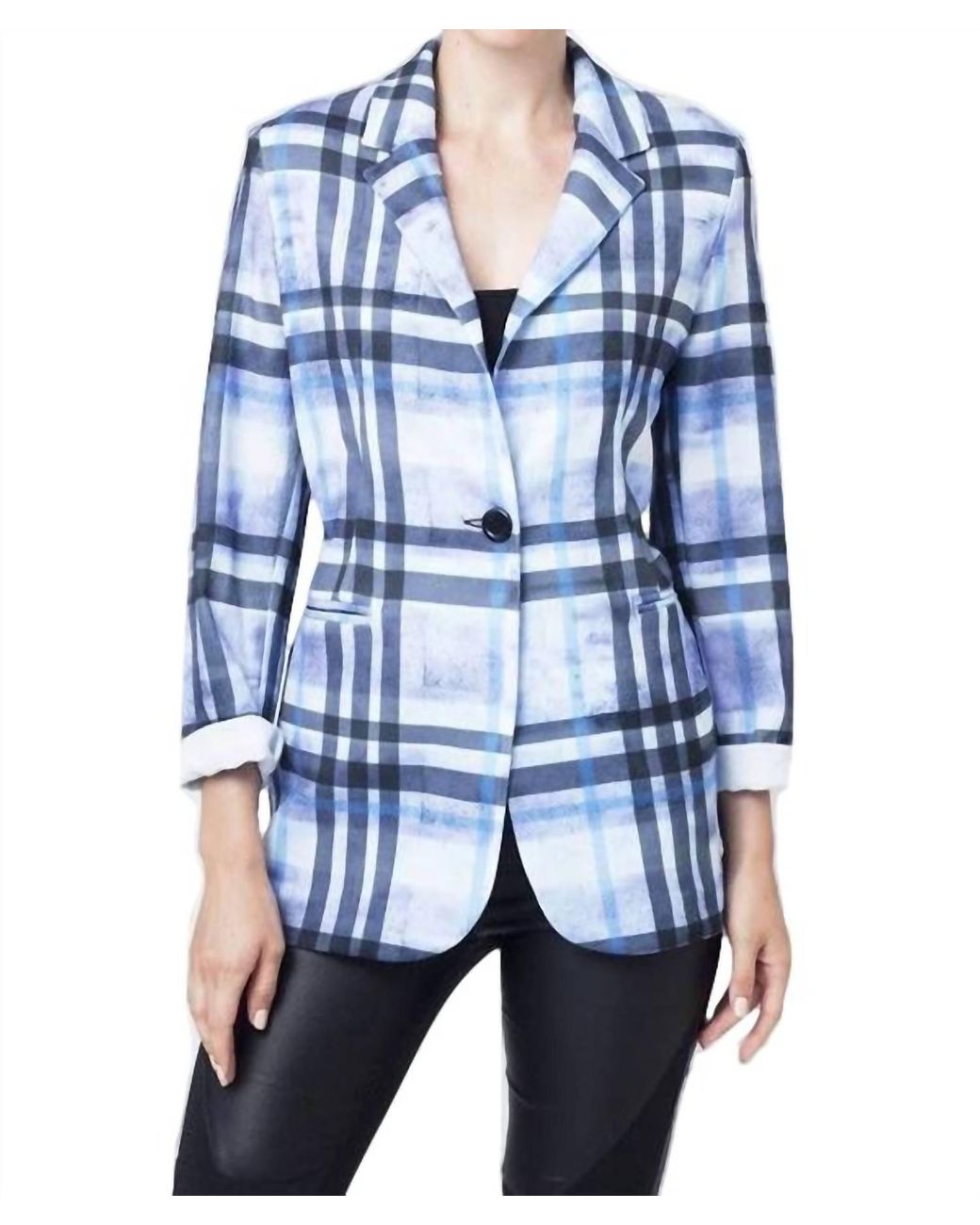 Angel Blue Plaid Blazer