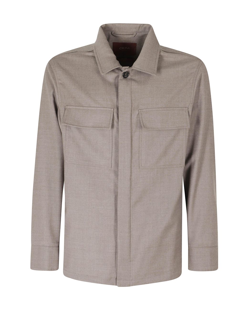 Cruna Brown Boxy Cropped Wool Overshirt for men