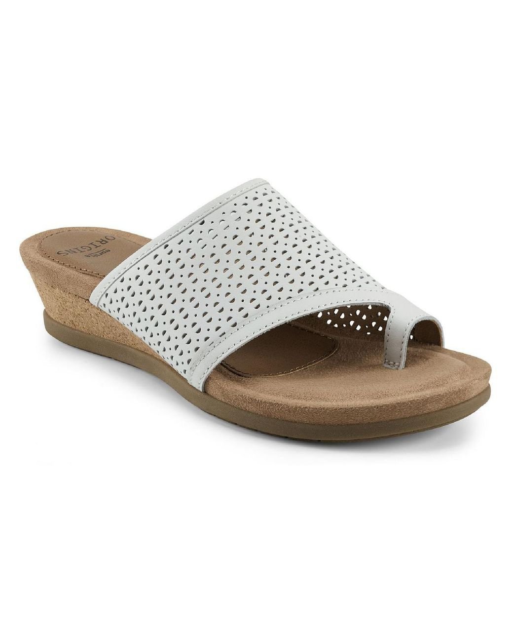 Earth Origins Pearl Suede Toe Loop Wedge Sandals in White Lyst