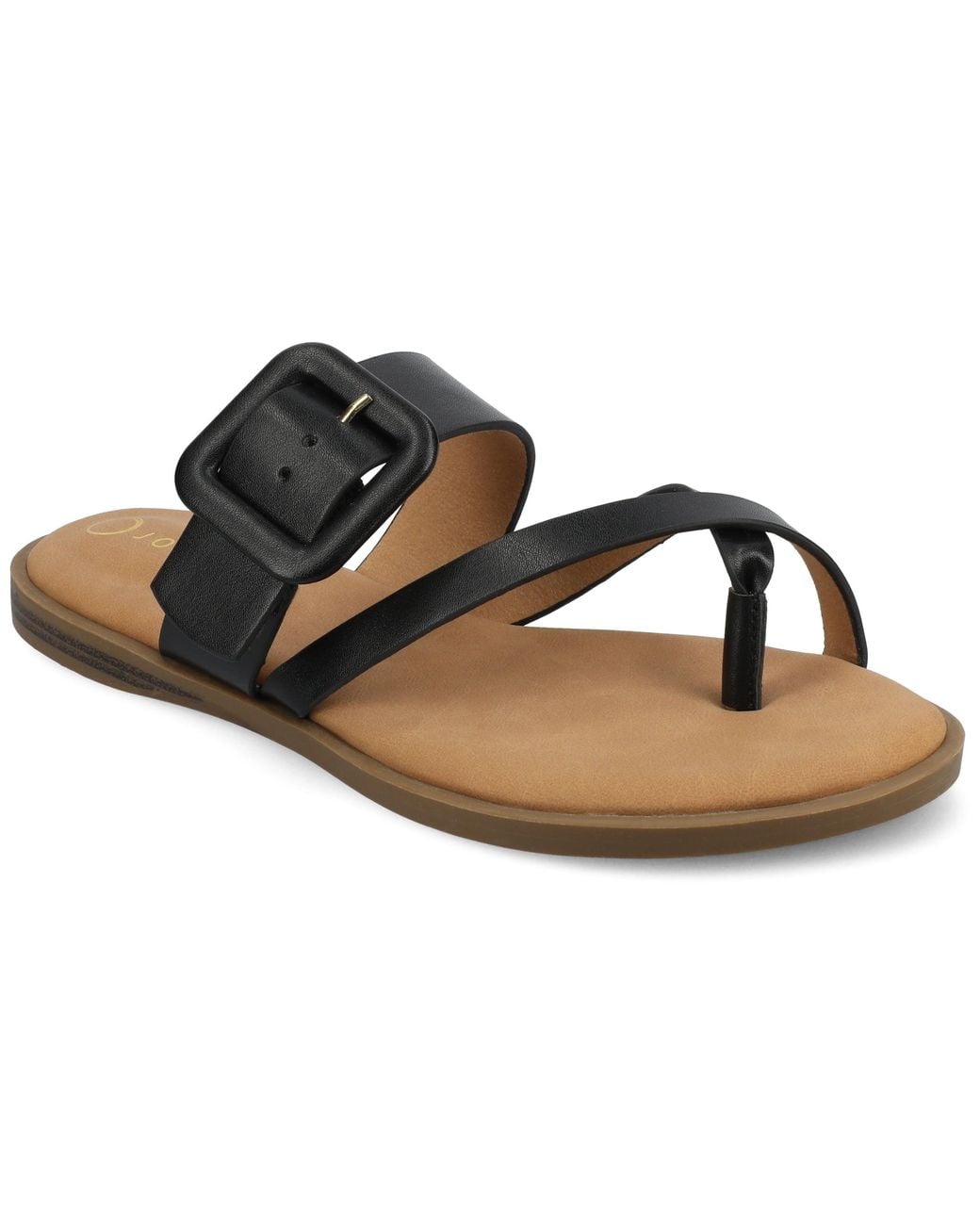 Journee Collection Black Journee Layra Flat Sandals