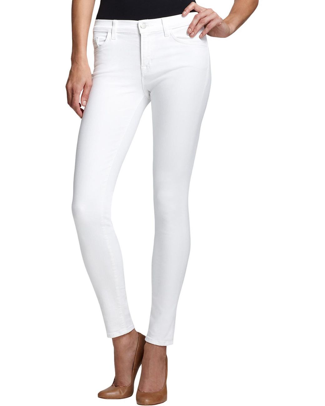 J Brand 835 Denim Cropped Skinny Jeans in White | Lyst