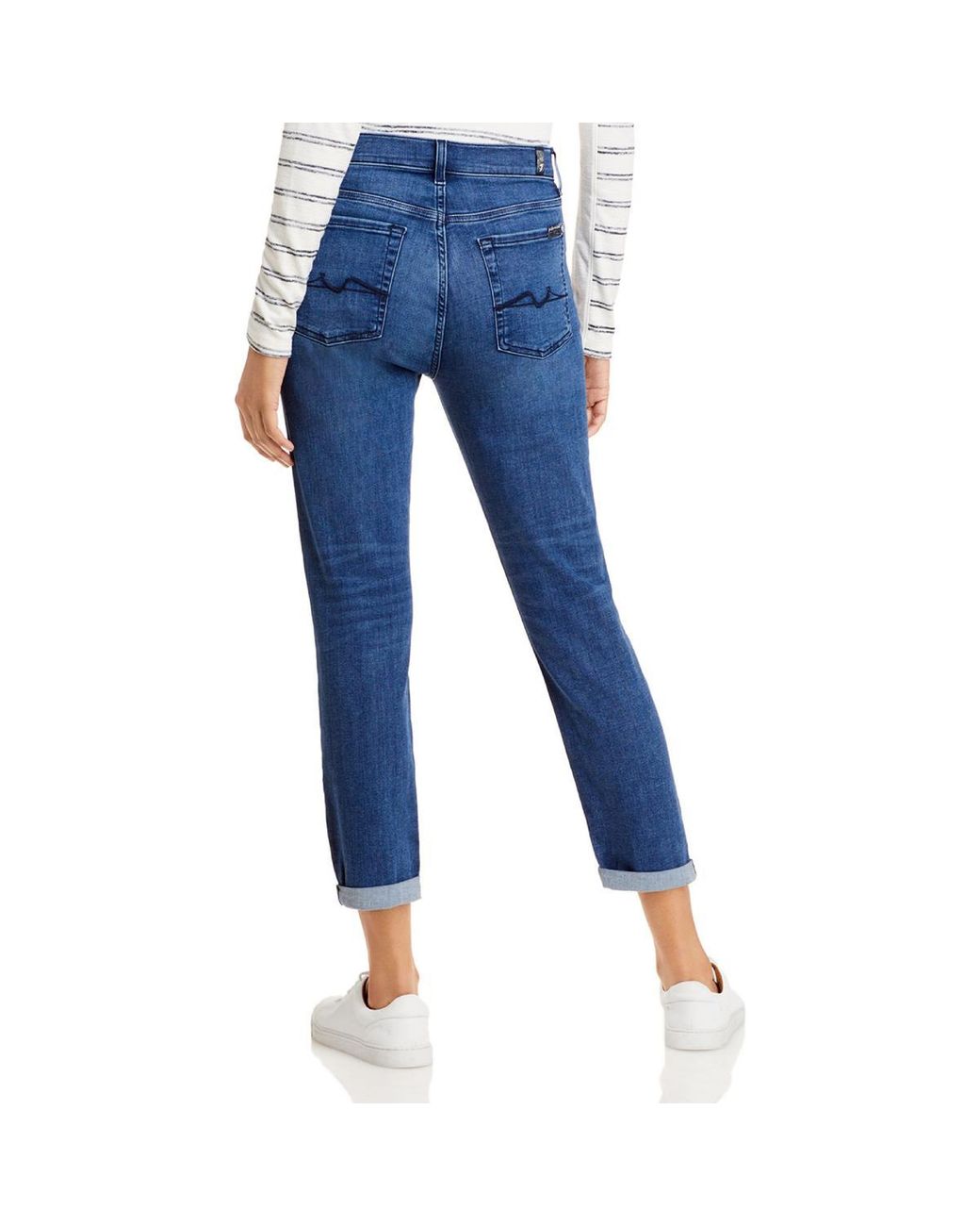 7 For All Mankind Josefina Mid-rise Ankle Boyfriend Jeans in Blue | Lyst