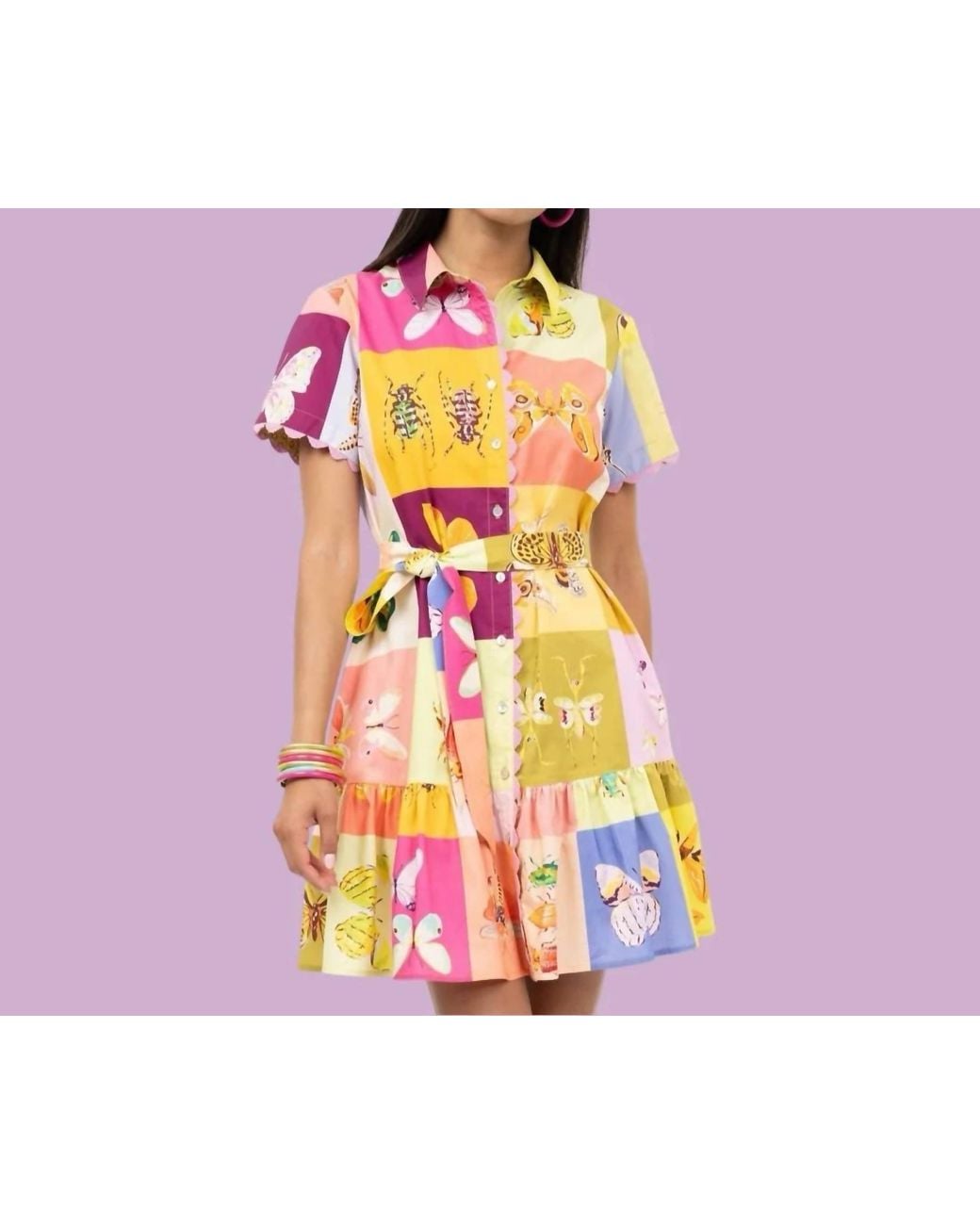 Uncle Frank Purple The Patchwork Mini Dress