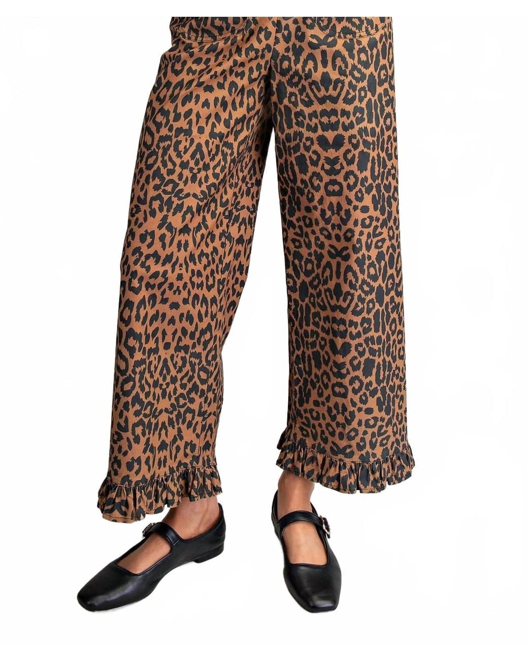 Eesome Brown Ruffle Hem Pants