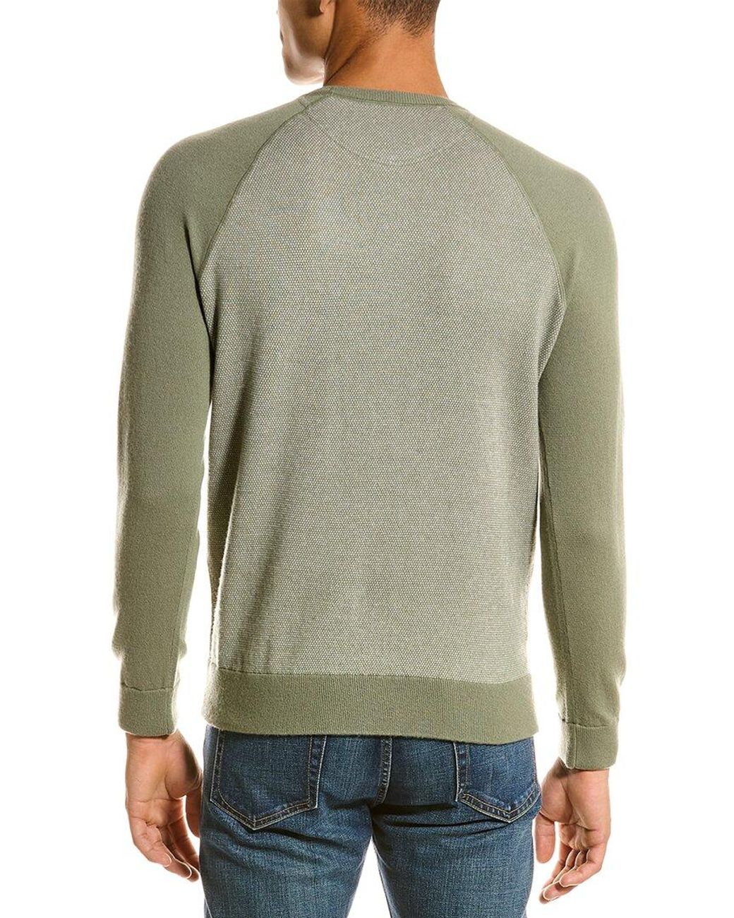 Vince Birdseye Baseball Wool & Cashmere-blend Crewneck Sweater in Green for  Men | Lyst
