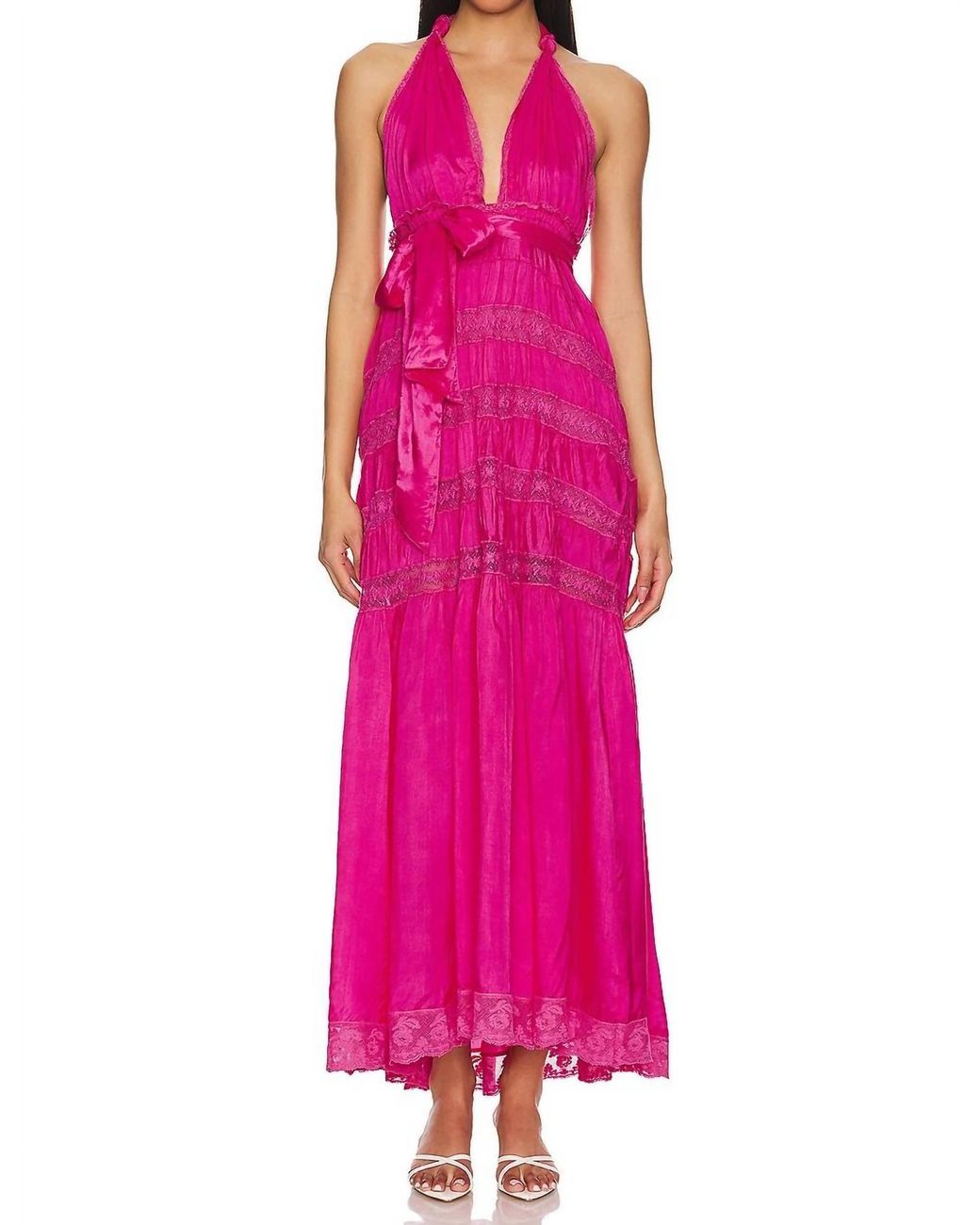 LoveShackFancy Pink Vendima Halter Dress