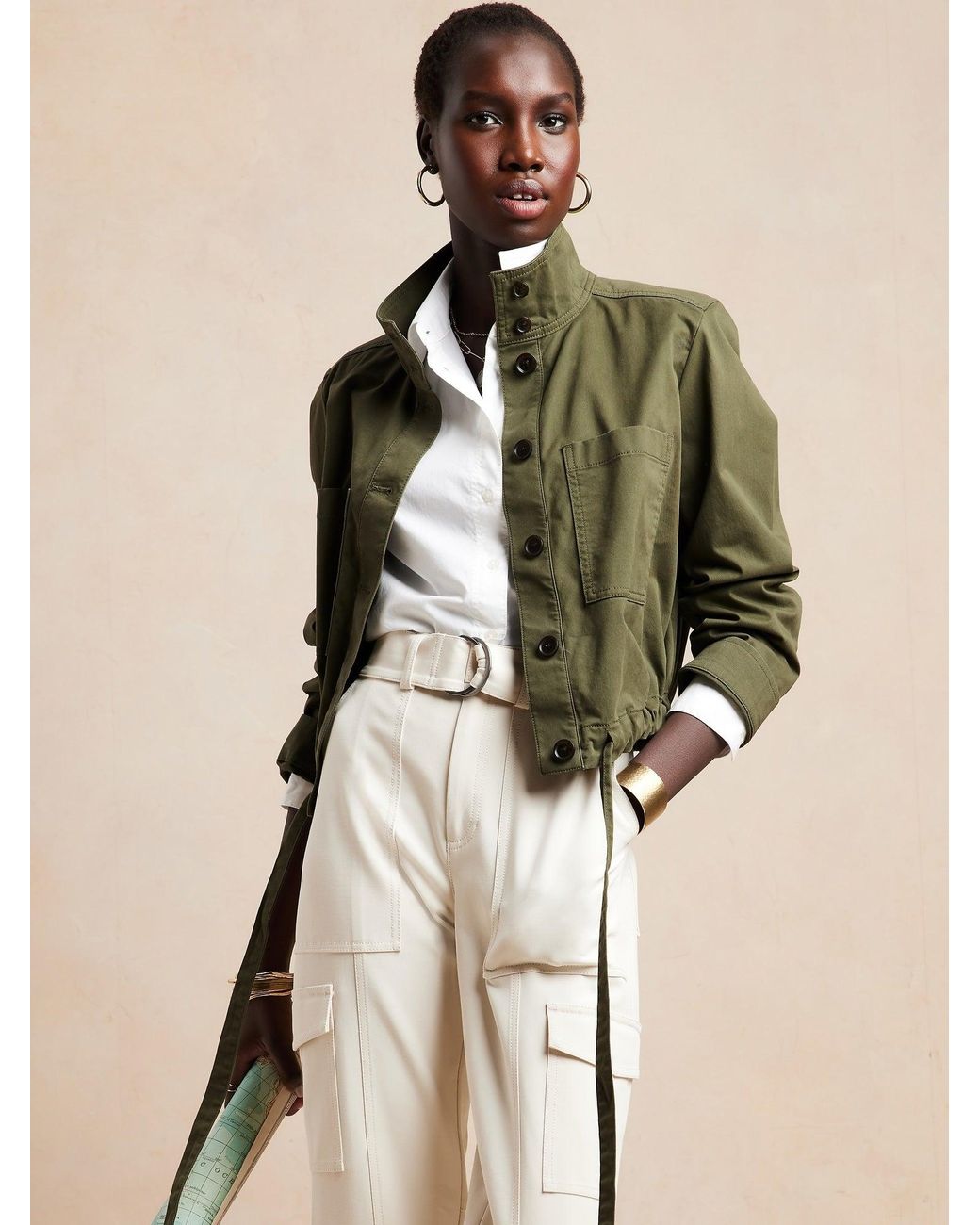 Banana Republic Factory Twill Utility Jacket in Natural Lyst