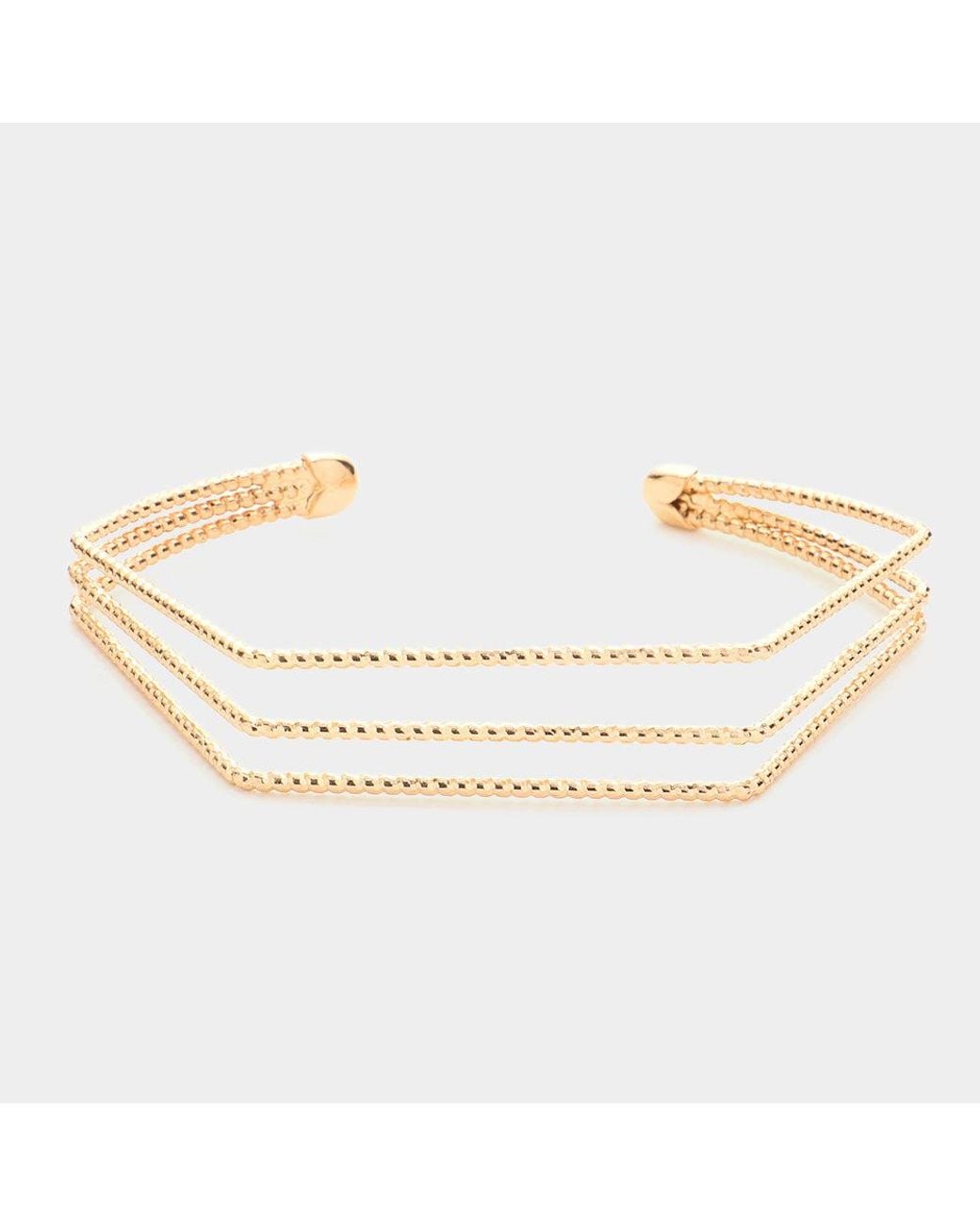 Fashnzfab Metallic Angled Split Metal Cuff Bracelet
