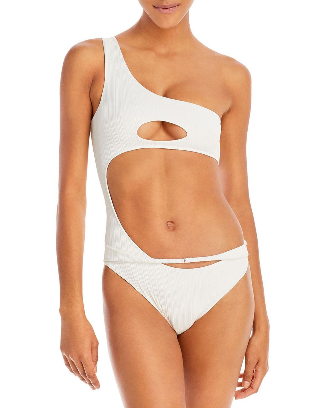 Frankie's Bikinis Mila Oneshoulder Cutout Onepiece Swimsuit in Blue