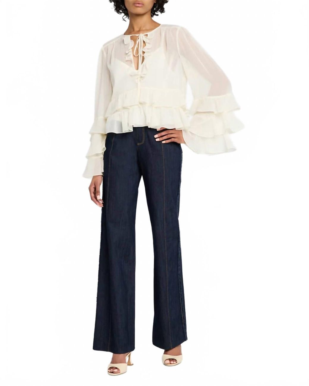 Cinq À Sept Blue Ruffle Steffina Blouse
