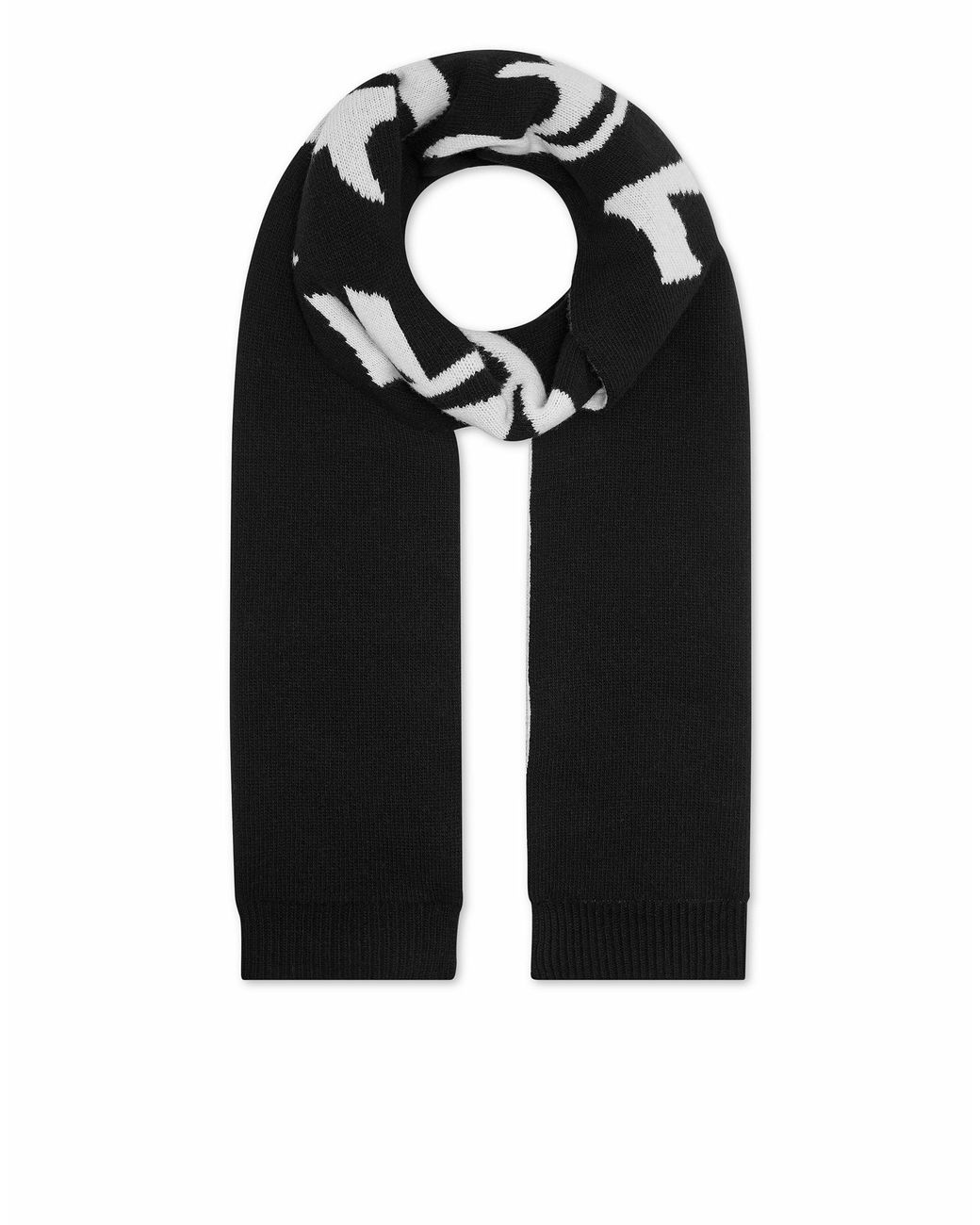 Philipp Plein Black Wool Scarf Gothic Plein for men