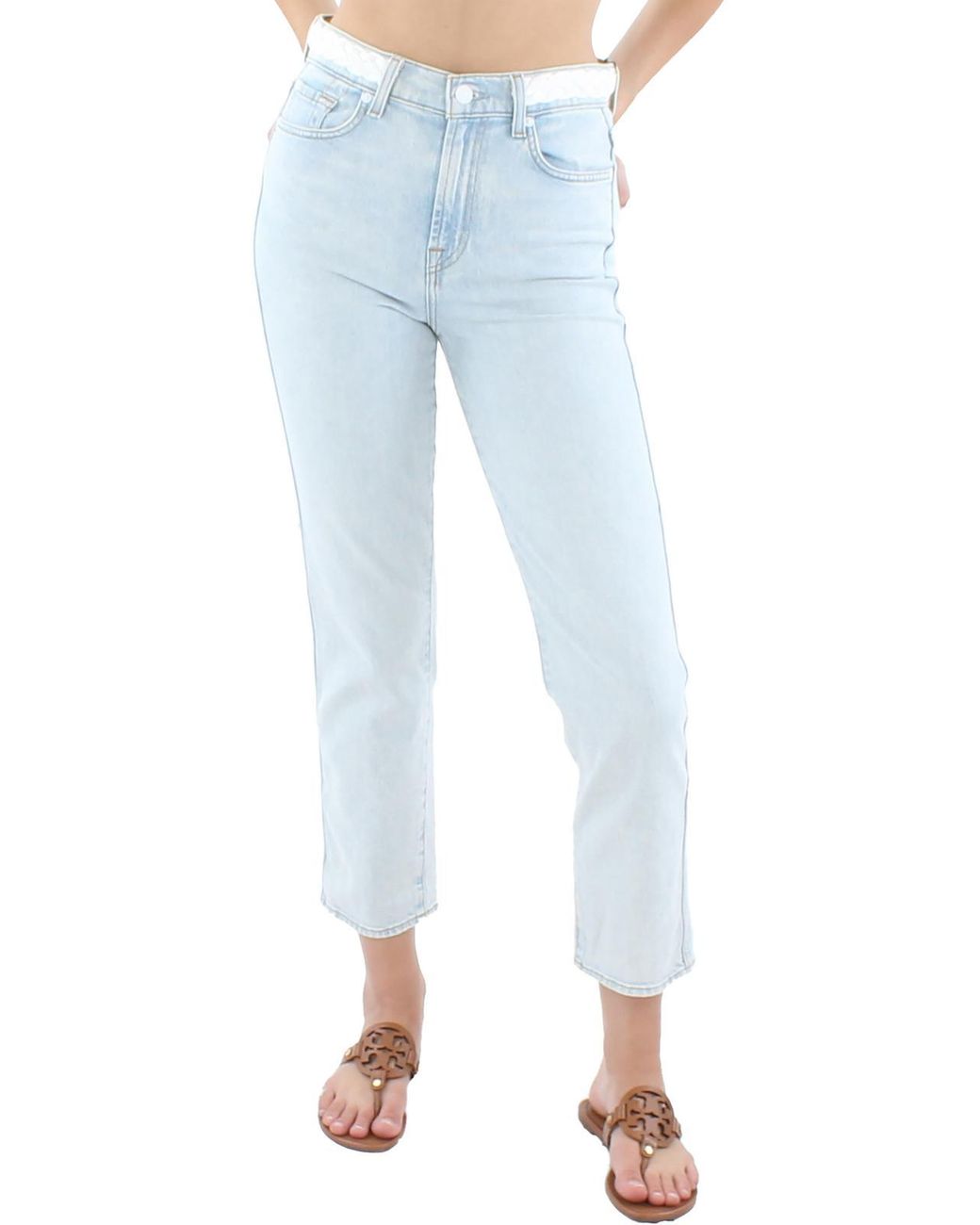 7 For All Mankind Denim High Waisted Ankle Jeans in Blue | Lyst
