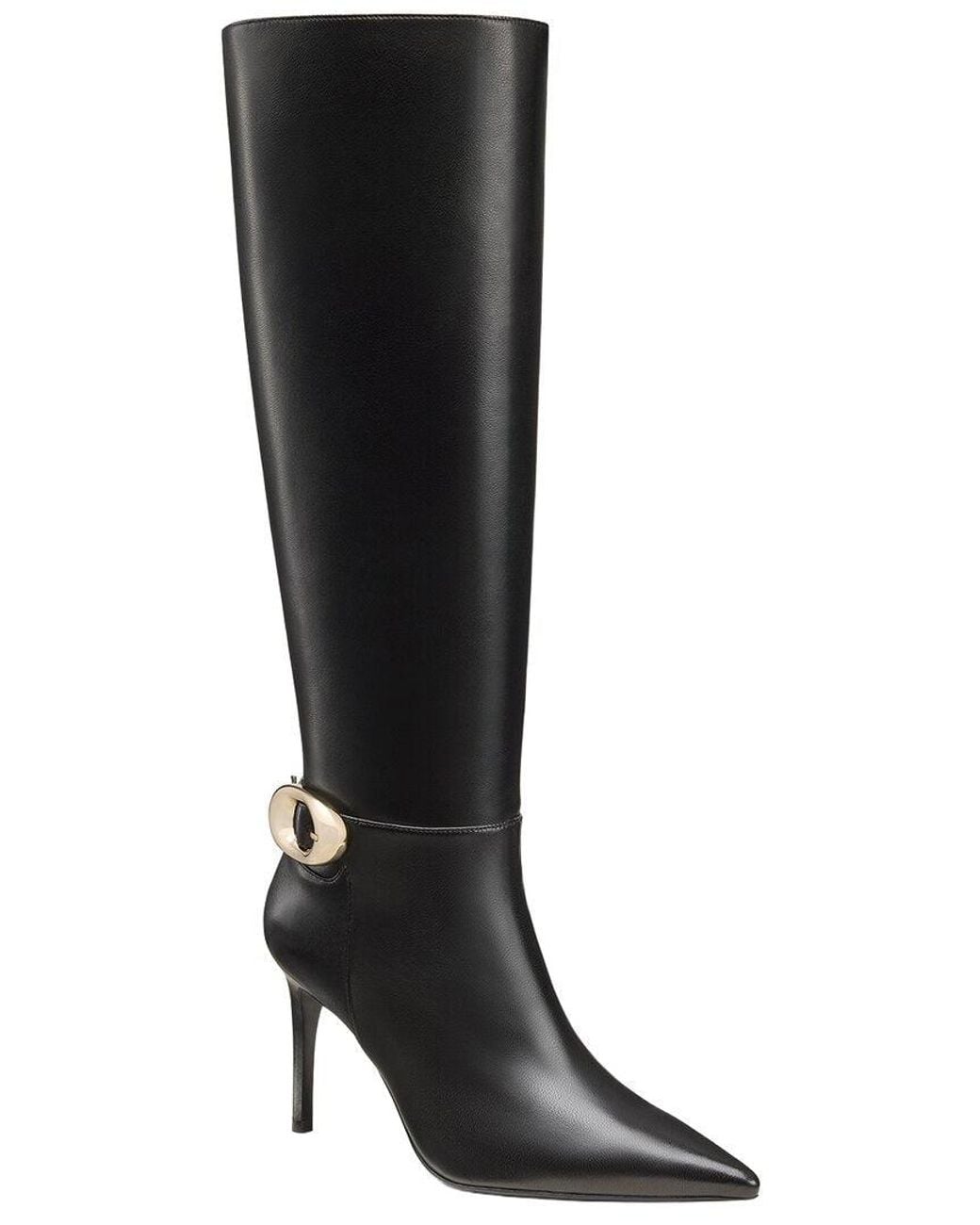 Stuart Weitzman Black Stuart Power Buckle Leather Boot