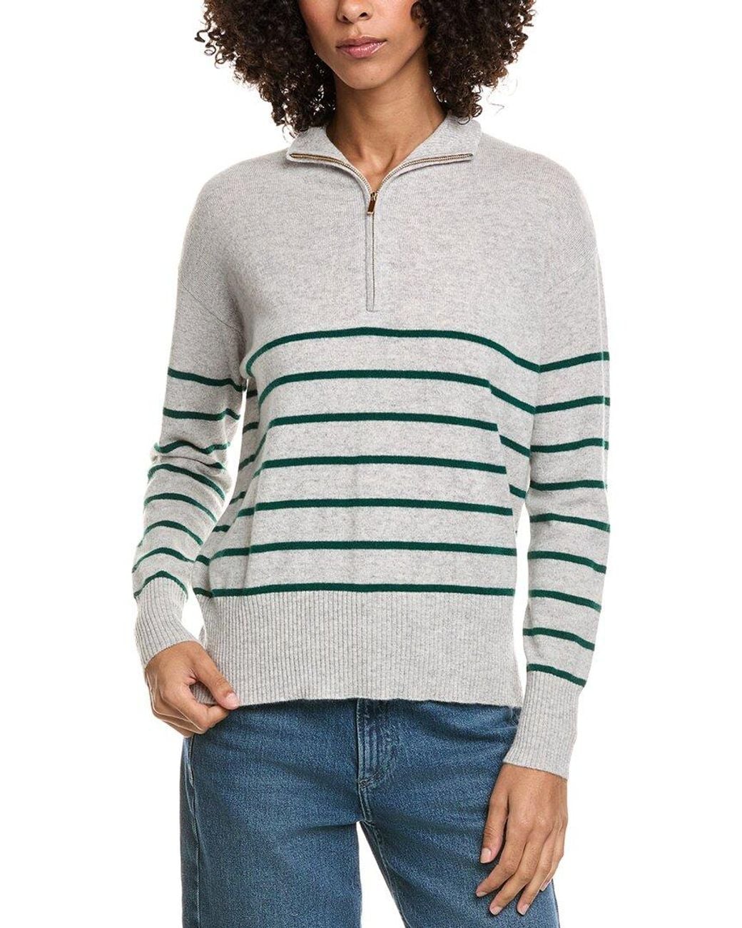 InCashmere Gray Pullover Cashmere 1/4-Zip