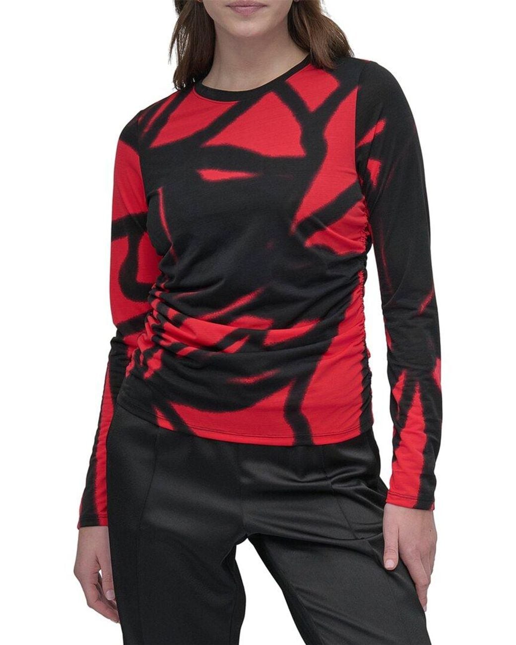 DKNY Red Printed Top