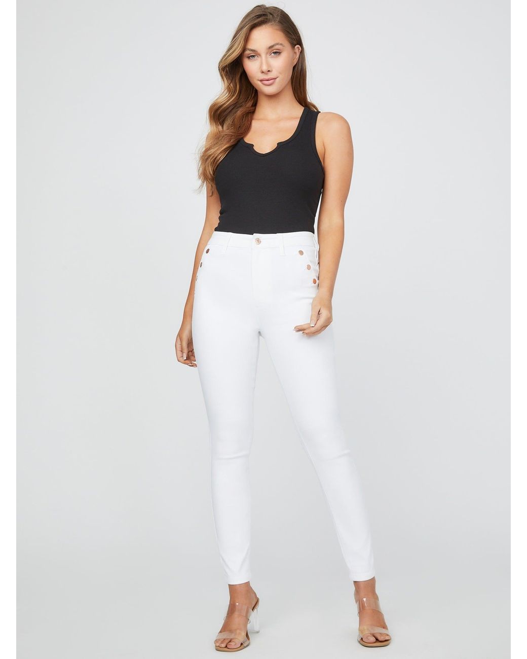 Guess Factory Vivianna Super High-rise Sailor Jeans in White | Lyst