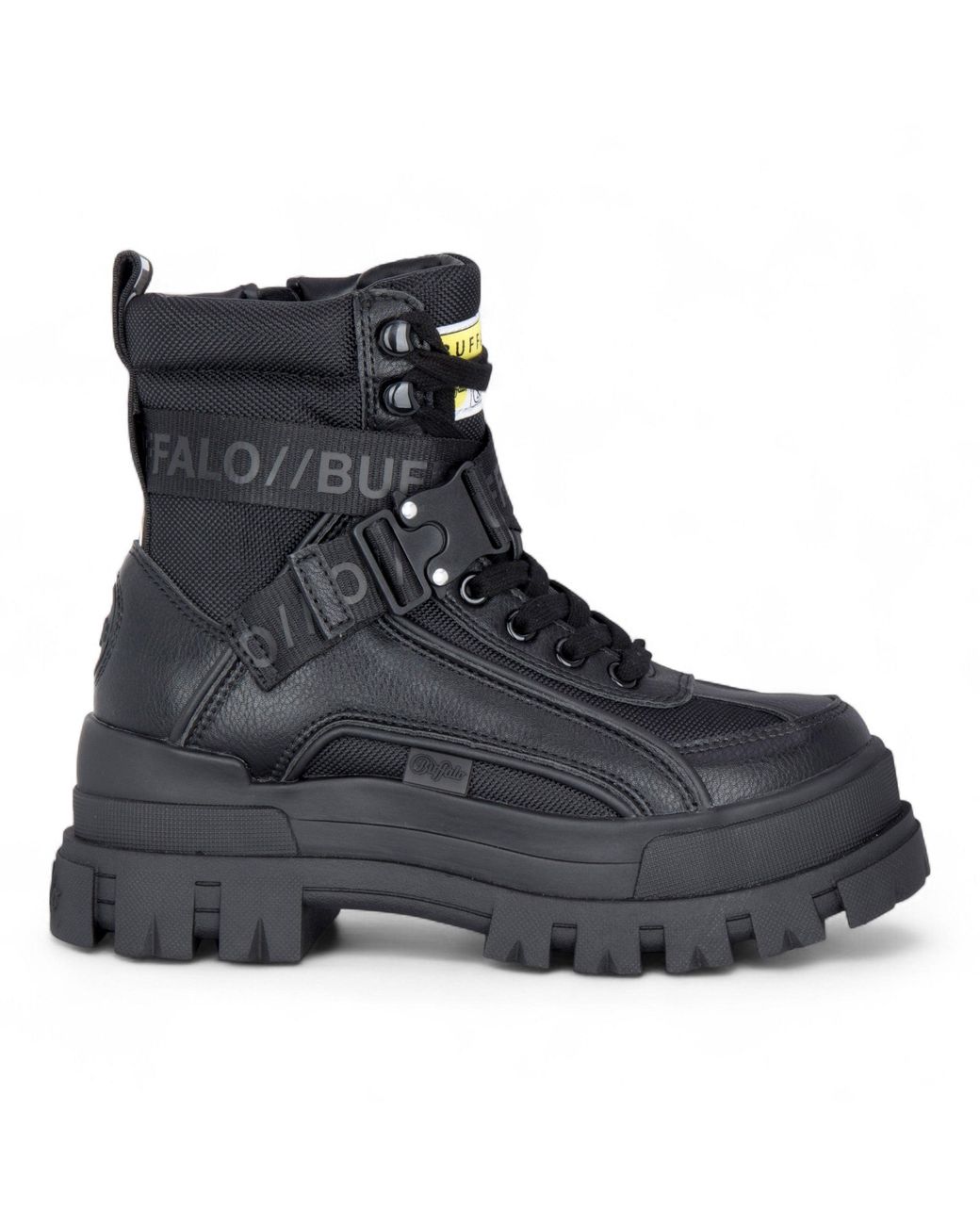 Buffalo Black Chunky Platform High Ankle Combat Boots
