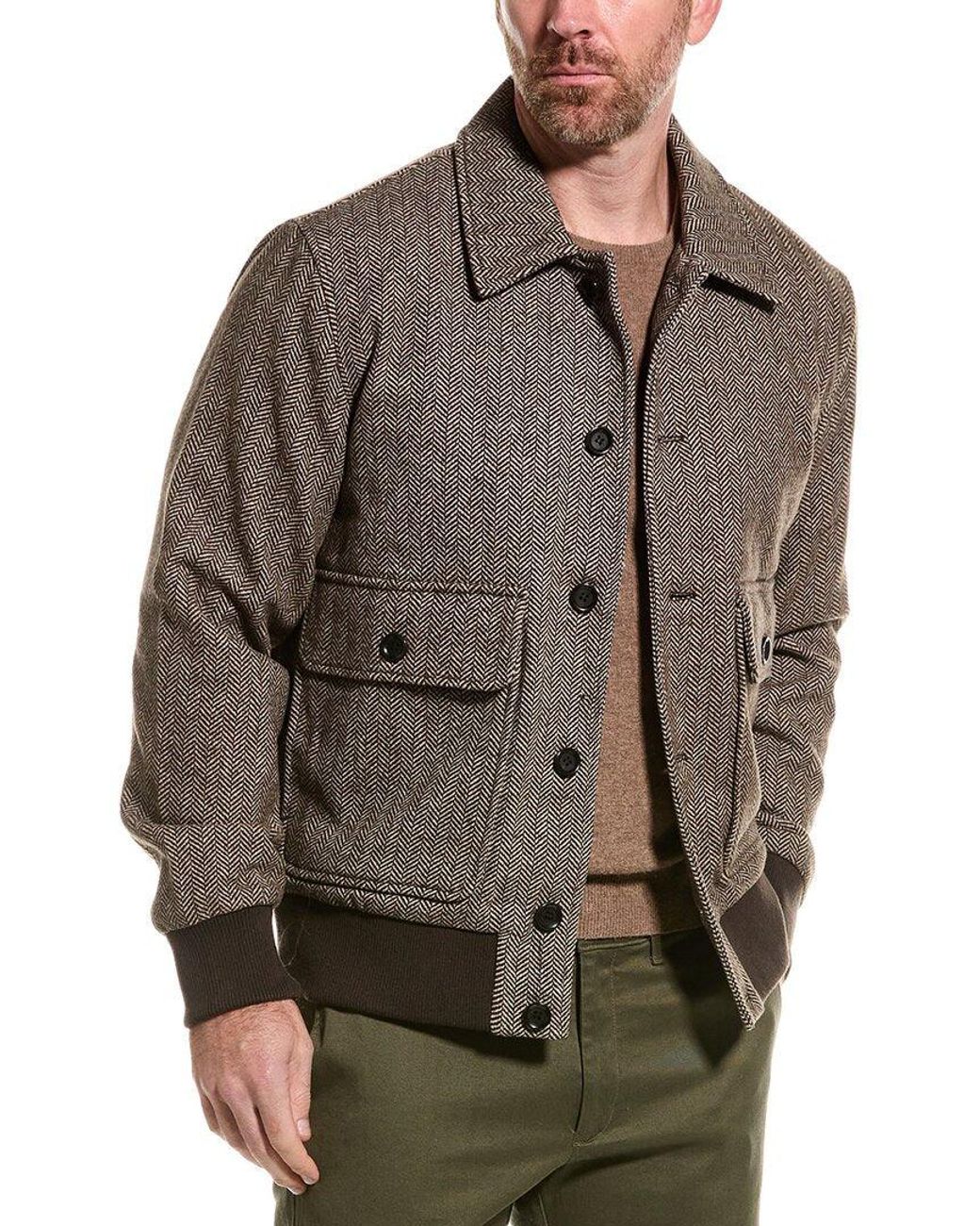 ブルゾン Golden  Wool Blend Herringbone Bomber Jacket Herringbone wool bomber jacket | Le Noir - Unconventional Luxury