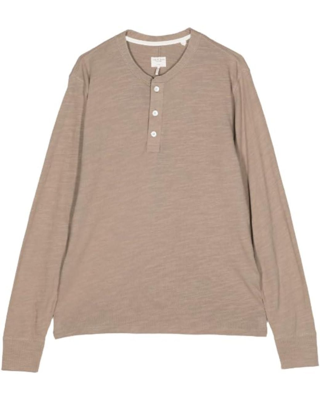 Rag & Bone Brown Classic Flame Henley, Desert for men