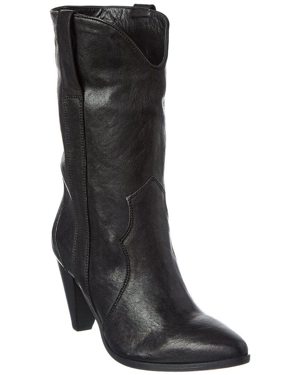 Free People Feather Heel Leather & Suede Boot in Black | Lyst
