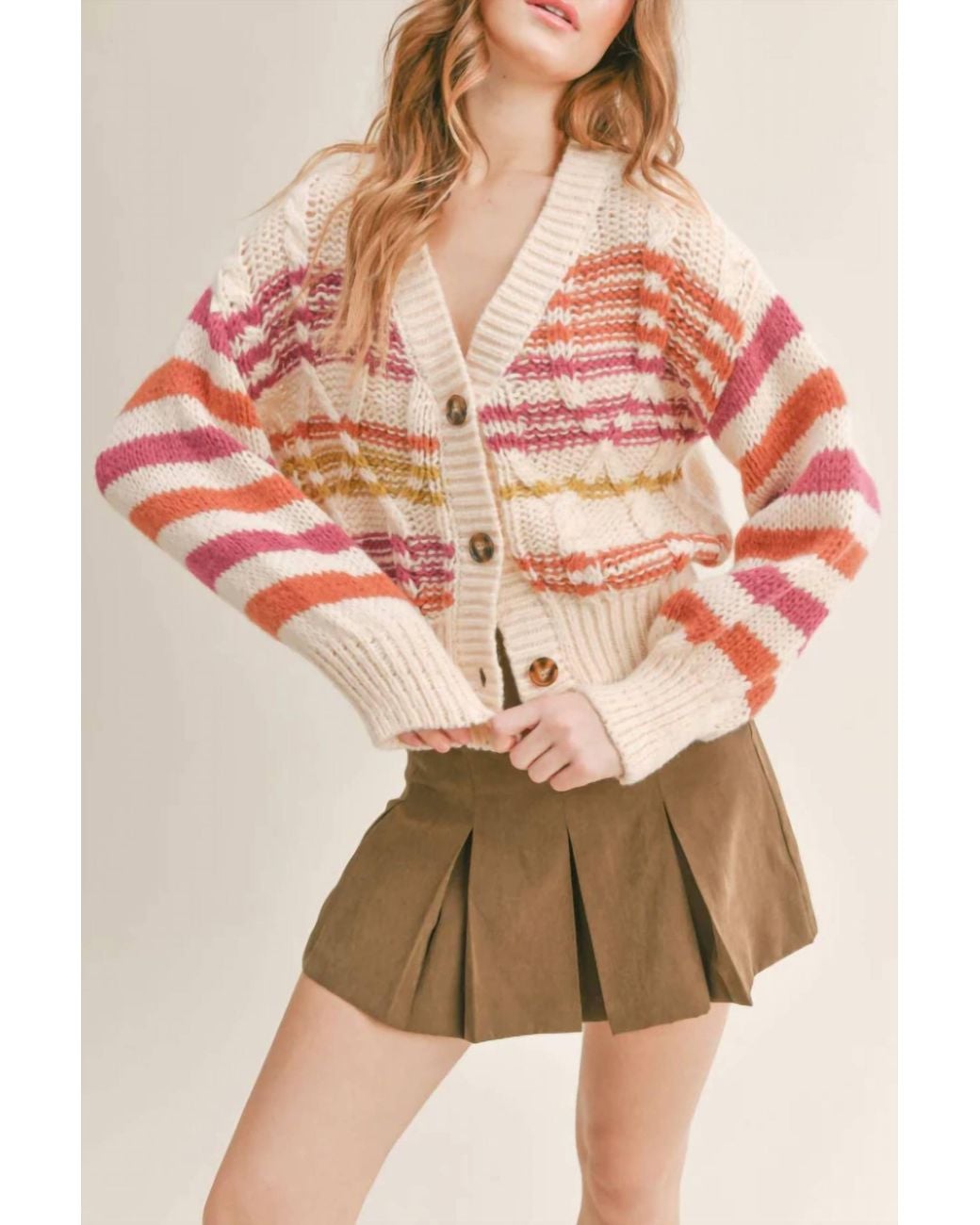 Sadie & Sage Pink Ruby Striped Cardigan