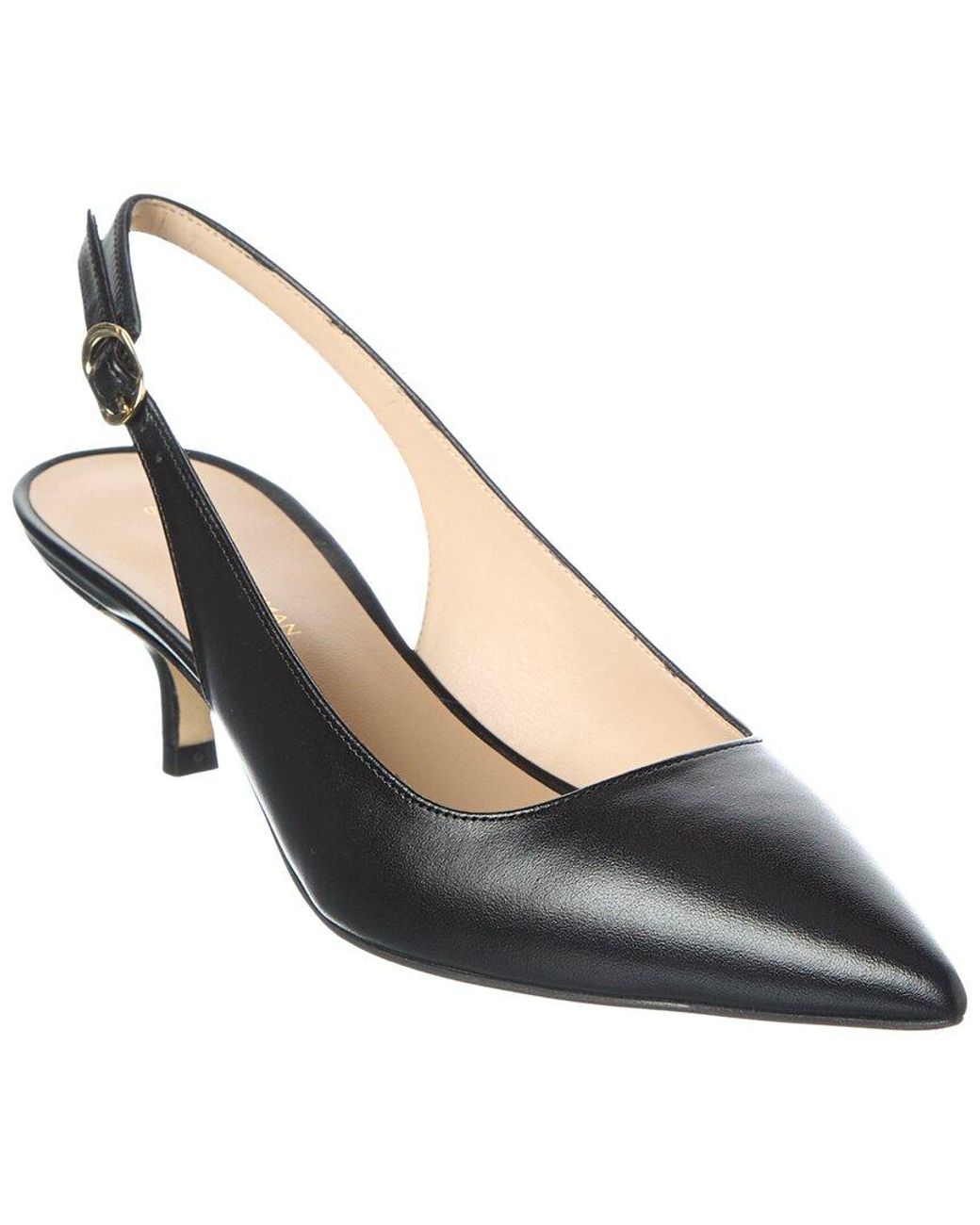 Stuart Weitzman Black Leigh 50 Leather Slingback Pump