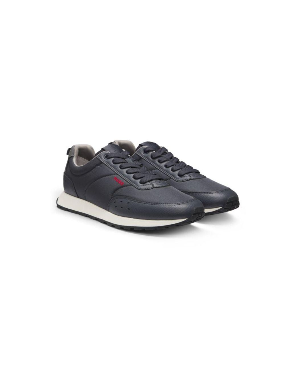 HUGO Retro-Inspired Trainers With Faux-Leather Trims in Blue for Men | Lyst