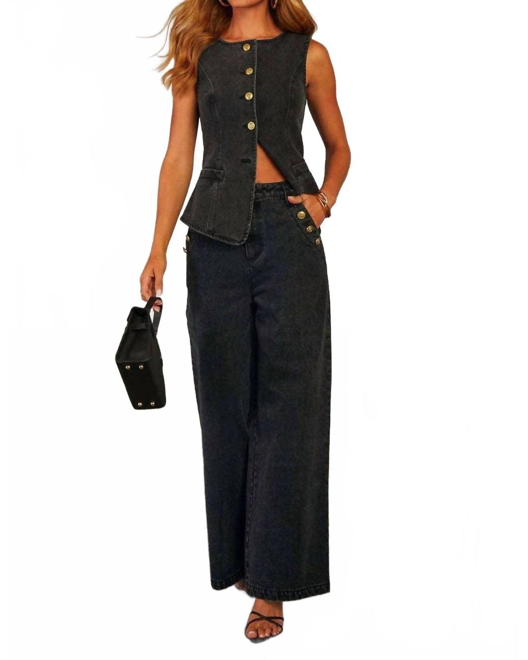 EmberLoom Black Structured Denim Vest