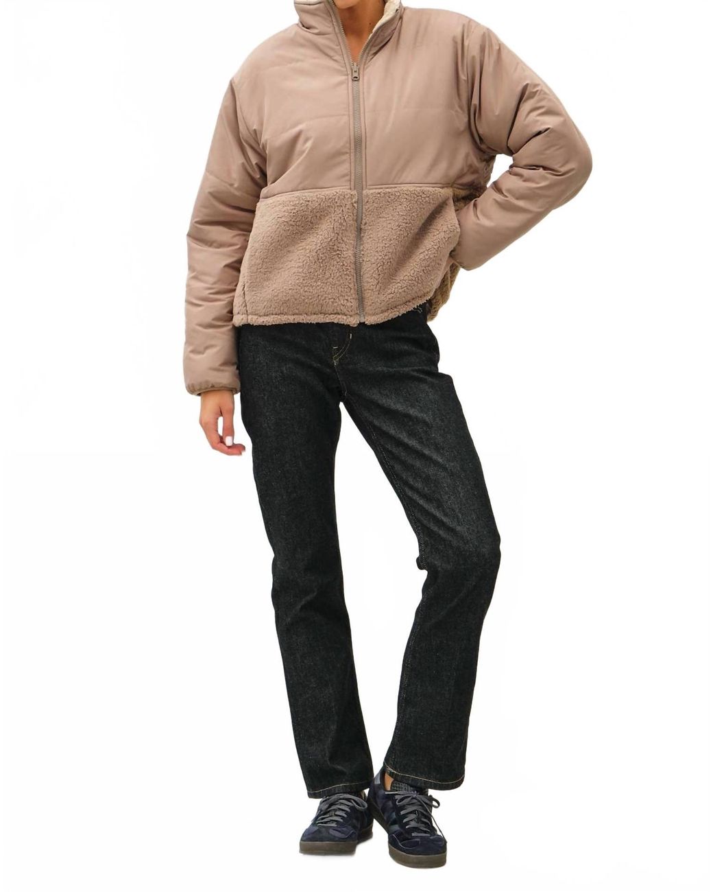 Be Cool Natural Reversible Sherpa Block Puffer Jacket