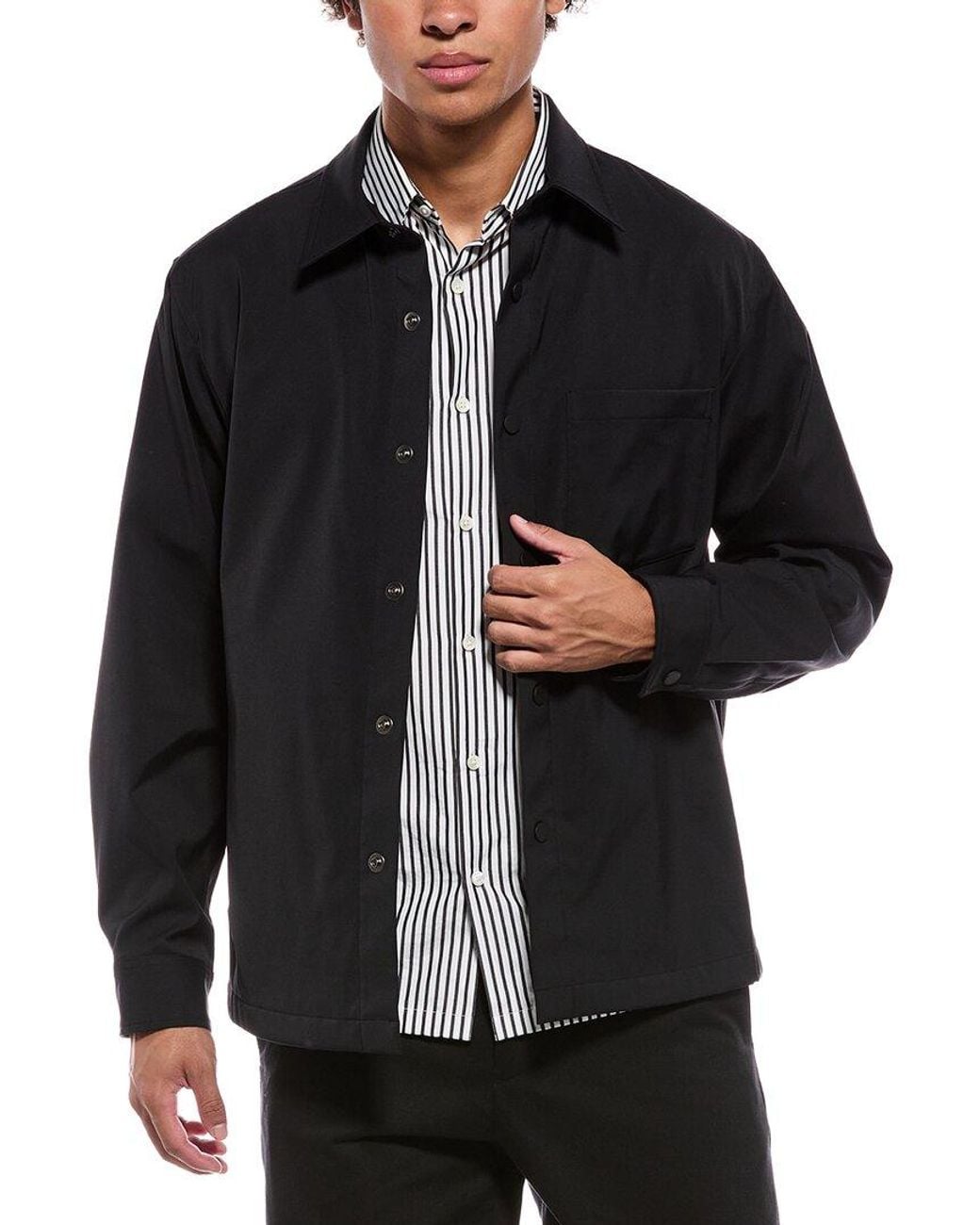Theory Black Snap Overshirt for men