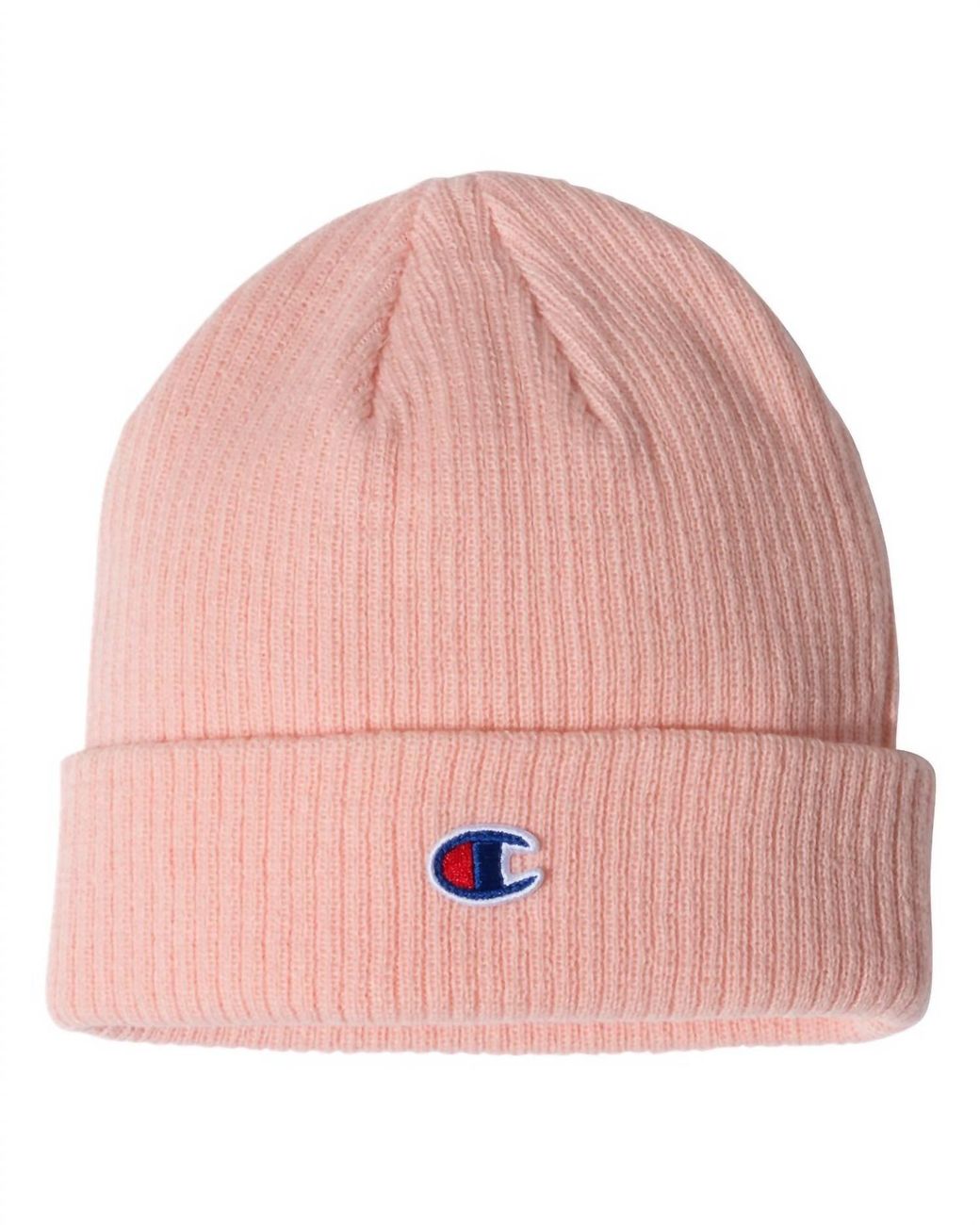 Champion Pink Ribbed Cuffed Beanie