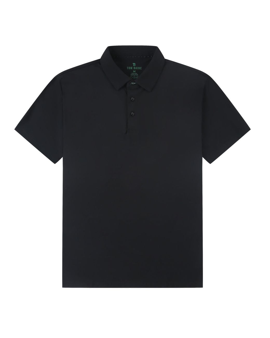 Tom Baine Black Performance Stretch Solid Short Sleeve Polo for men