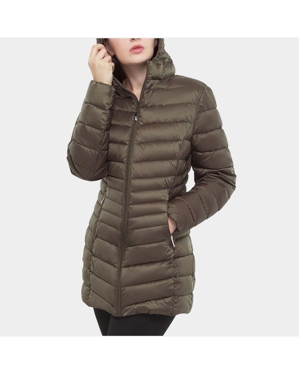 Rokka&Rolla Brown Light Long Coat Packable Puffer Jacket