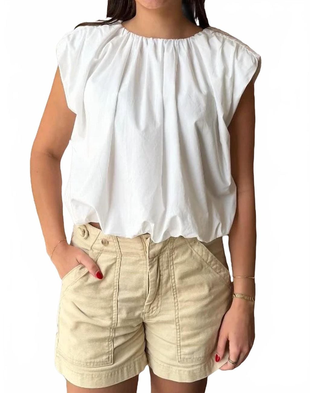 Thml Sleeveless Bubble Top in White | Lyst