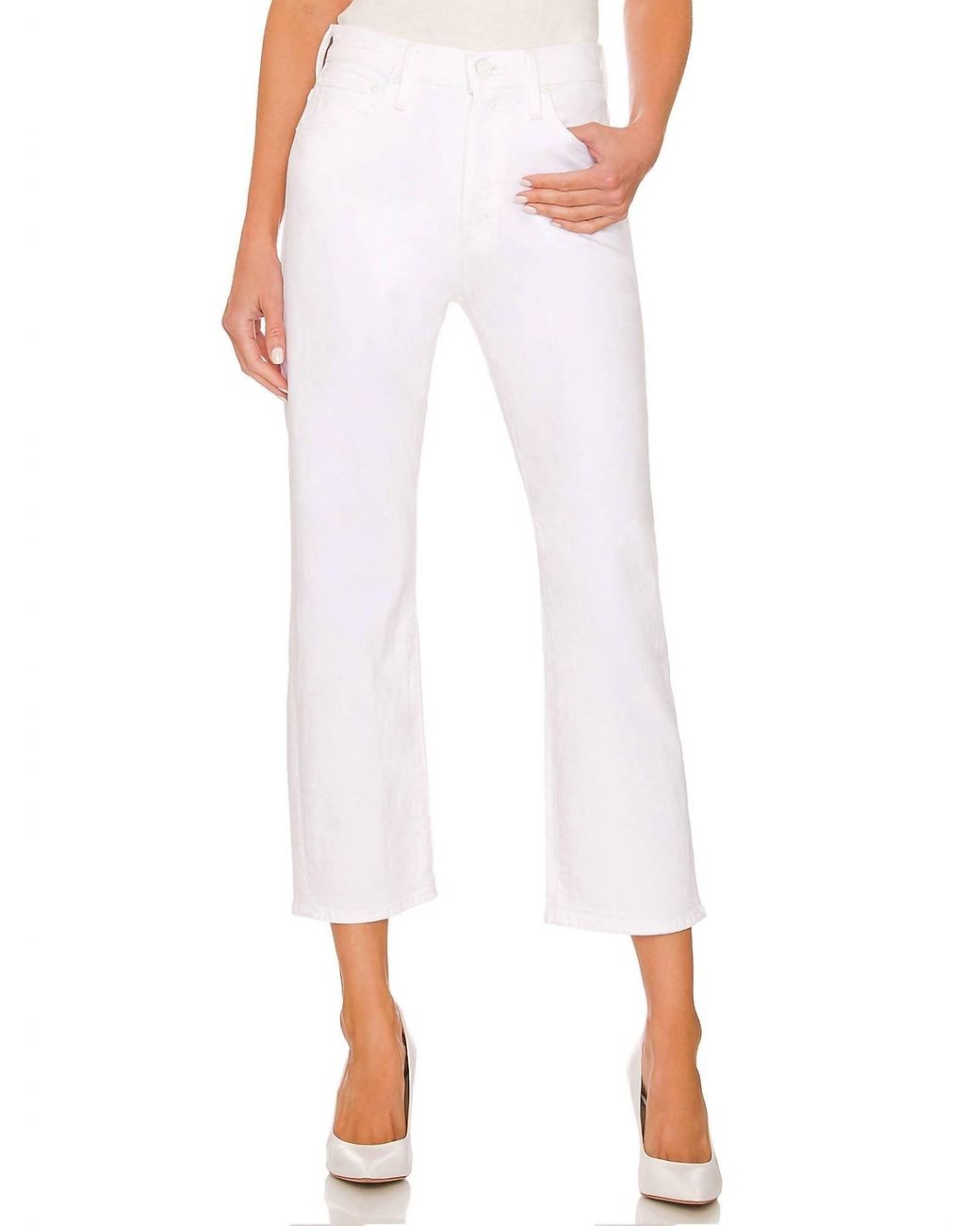 Mother The Ditcher Crop Jea in White | Lyst