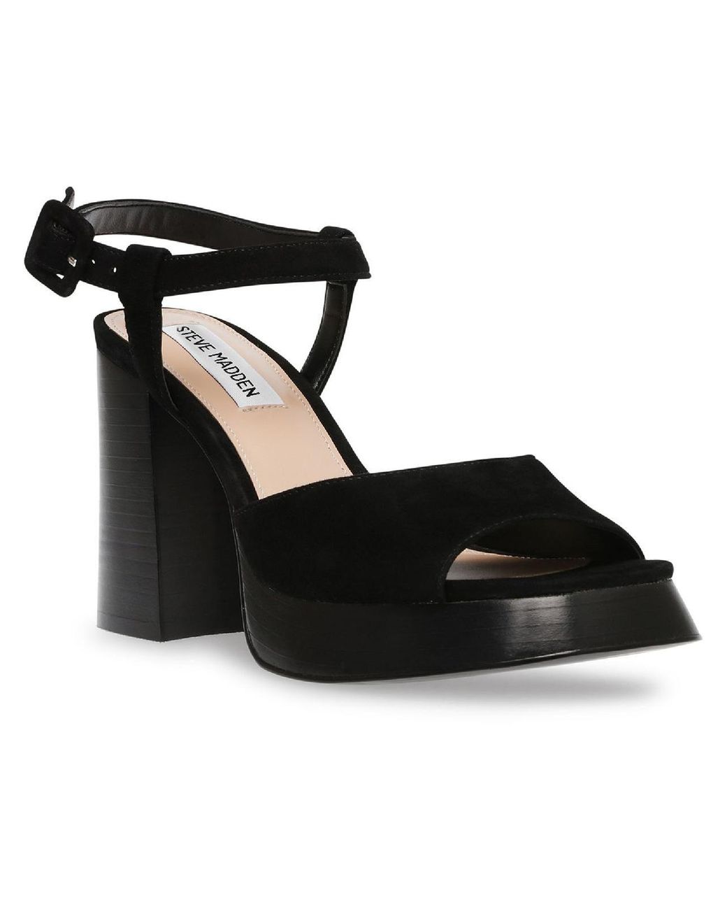 Steve Madden Inclusive Block Heel Stacked Heel Peeptoe Heels in Black