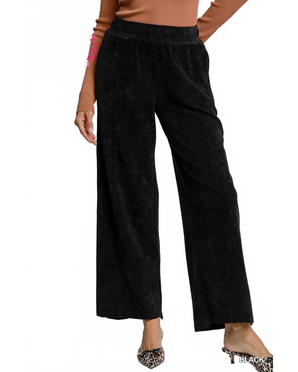 Umgee Black Chenille Pants