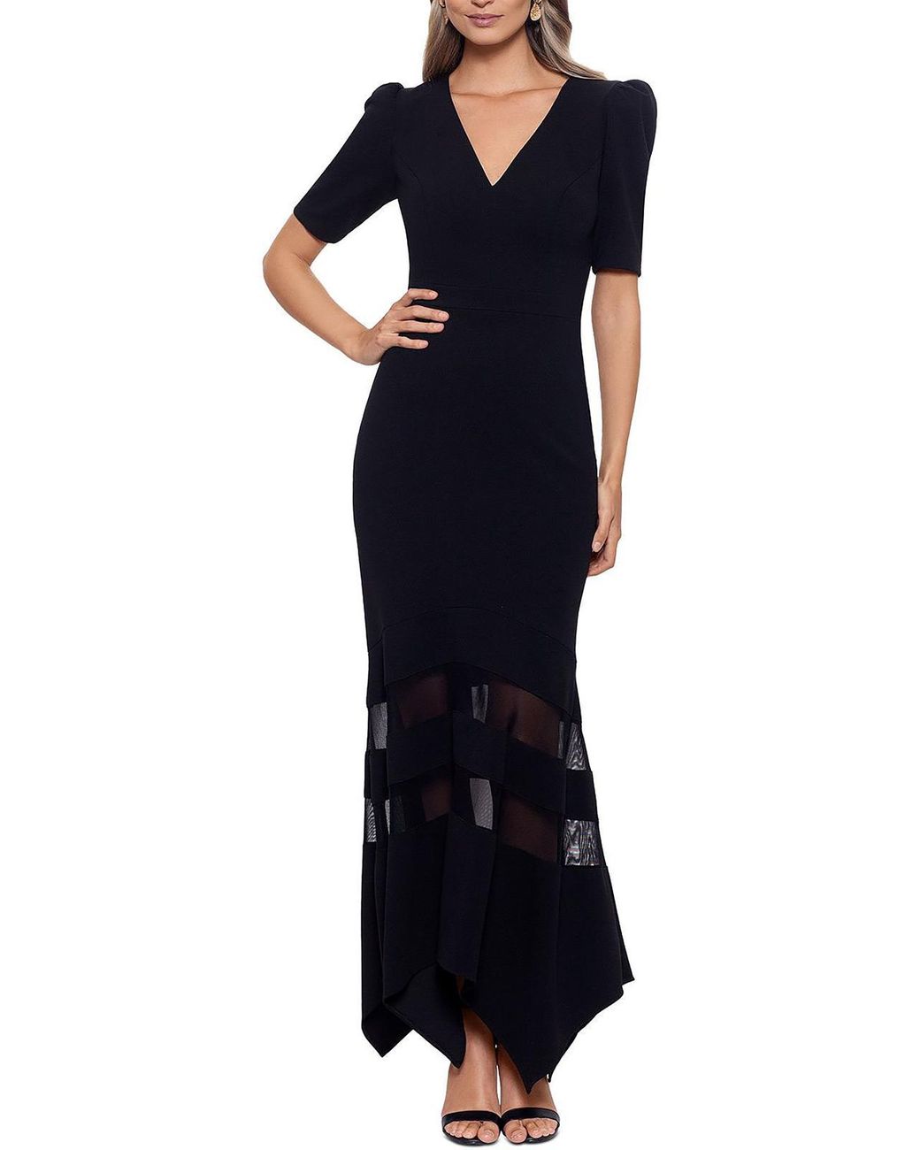 Xscape Illusion Fit & Flare Evening Dress in Blue Lyst