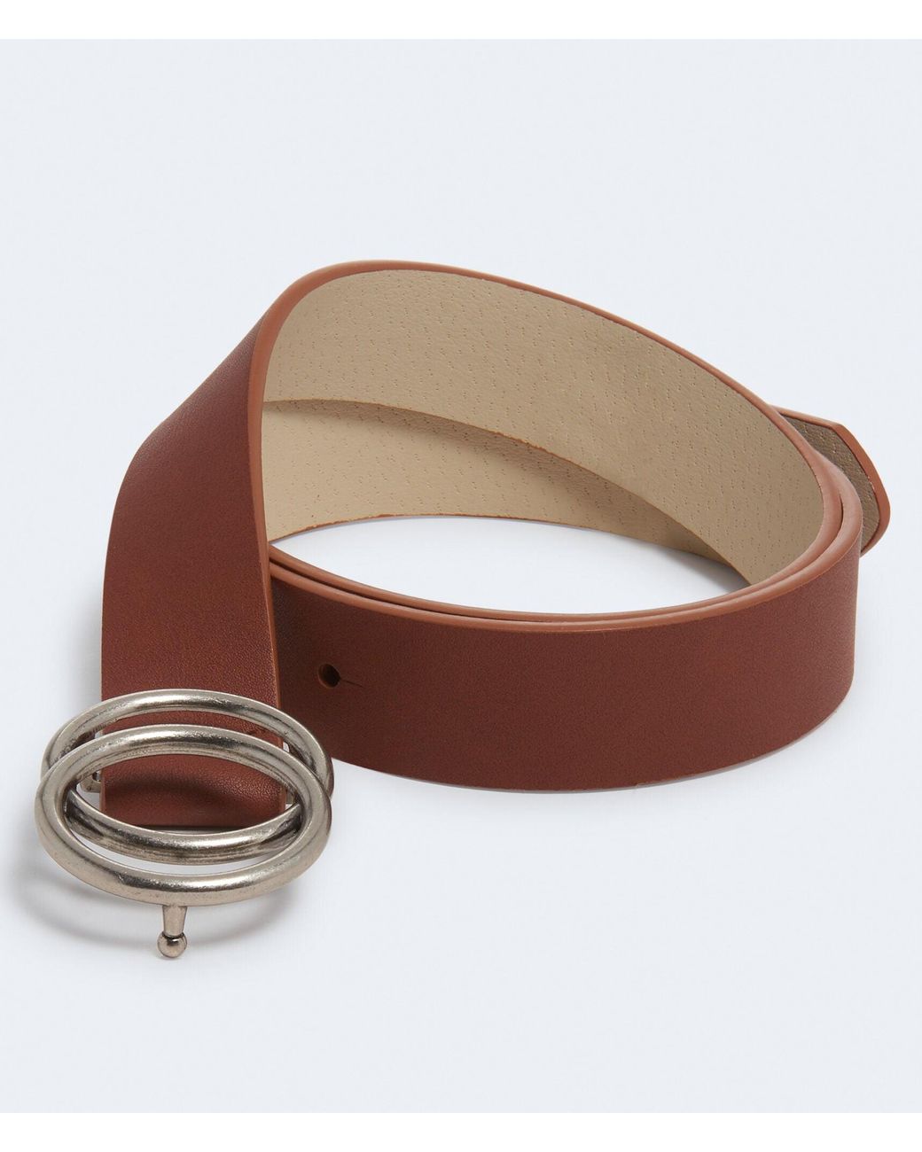 Aeropostale Faux Leather Double Ring Belt In Brown Lyst