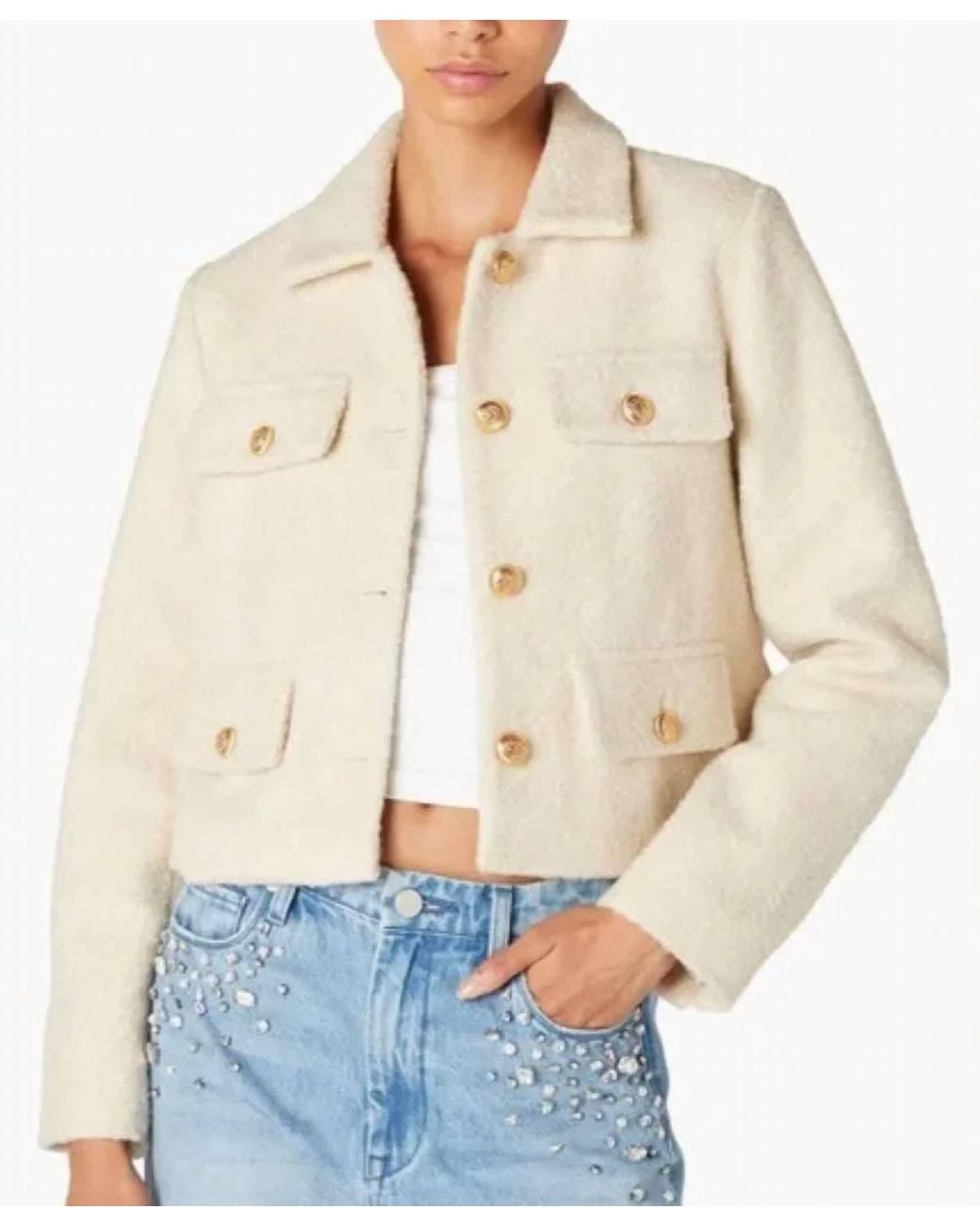 Blank NYC Natural Bouclé Crop Shacket