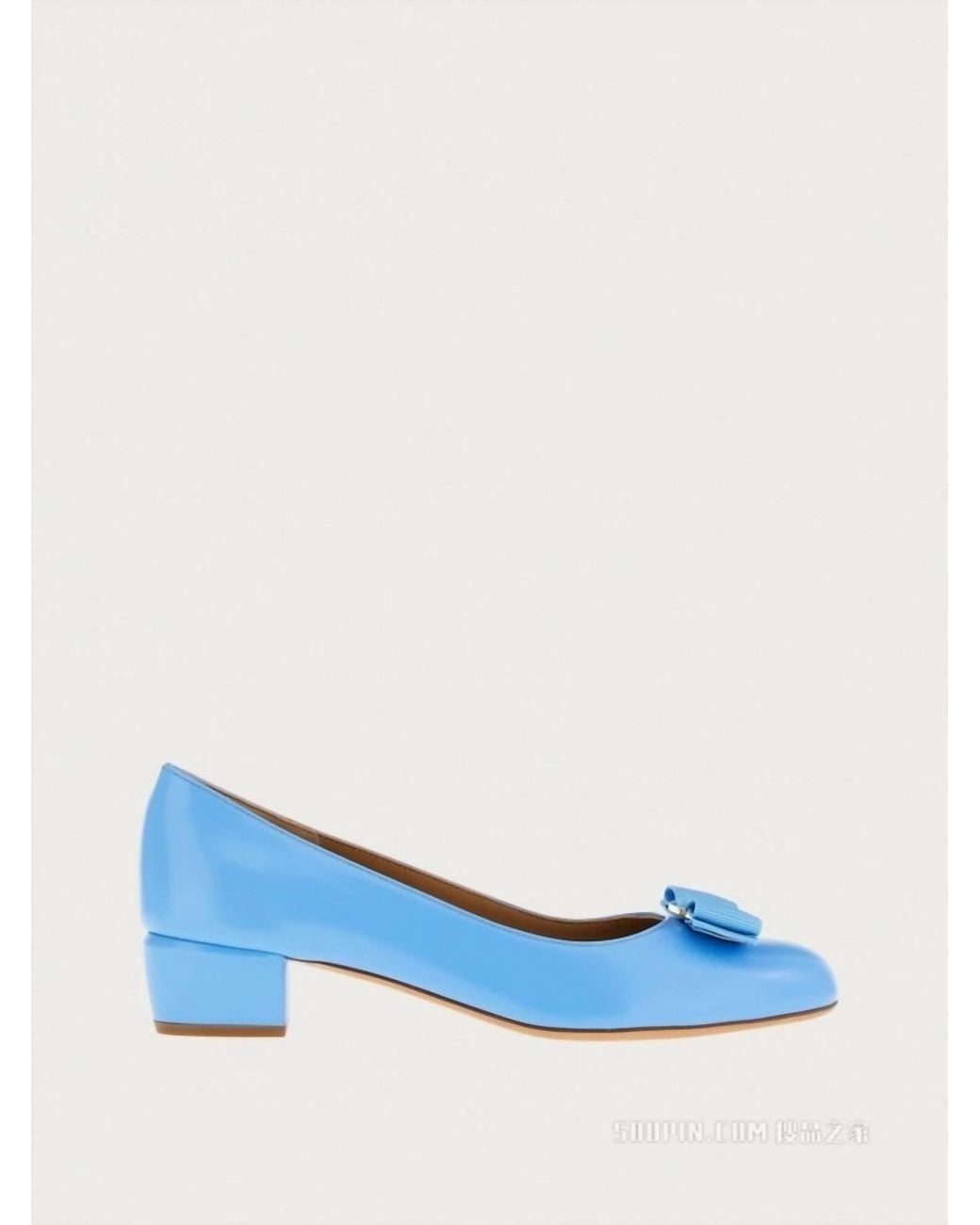Ferragamo Blue Vara Bow Pumps